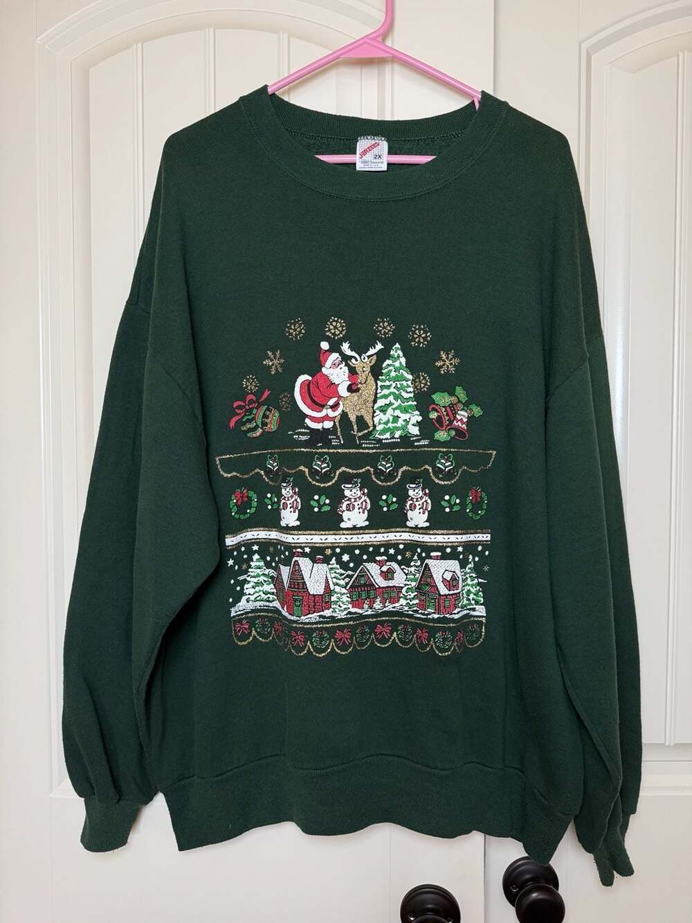 2X Vintage 90s Jerzees Crew Neck Christmas Sweater Women's